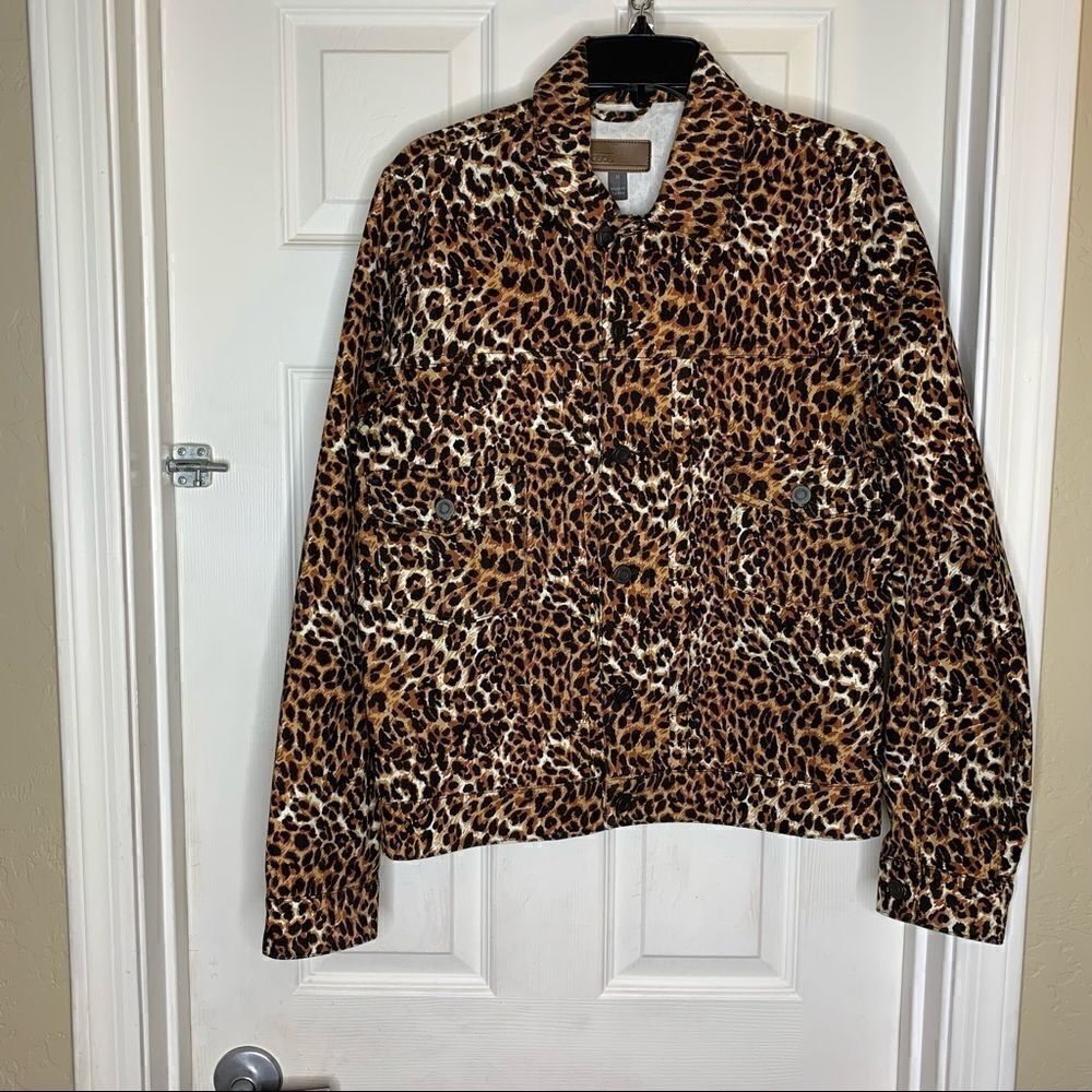 ASOS Design Denim Jacket in Leopard Print Size M